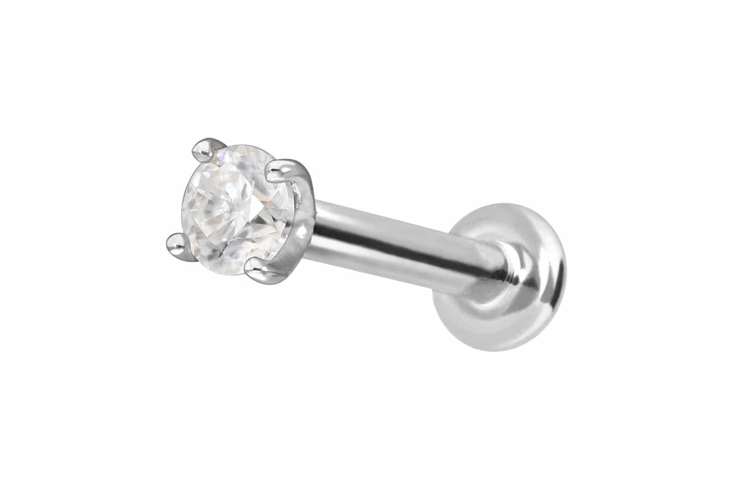 14 Karat Gold Labret Piercing mit Push Fit MOISSANIT